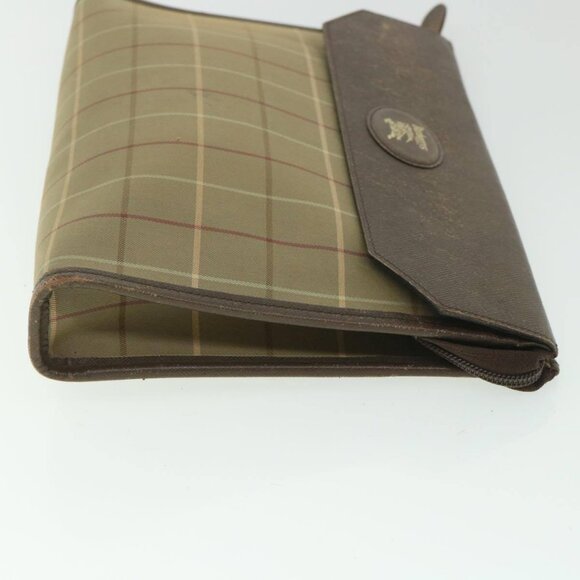 Burberrys Nova Check Clutch Bag Nylon Canvas Brown - Picture 3 of 16